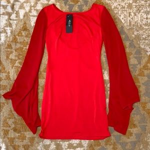 NWT Nasty Gal red dress with sheer sleeves